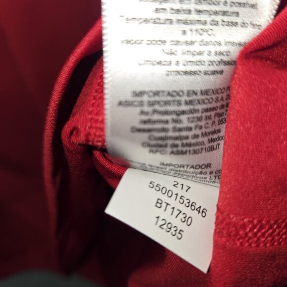 ASICS Red Long Sleeve Athletic Performance Top V-Neck Activewear Womens S - Picture 5 of 7